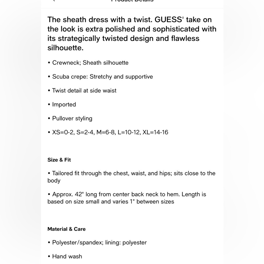 Guess Twist-Front Scuba-Crepe Sheath Dress - Picture 3 of 7